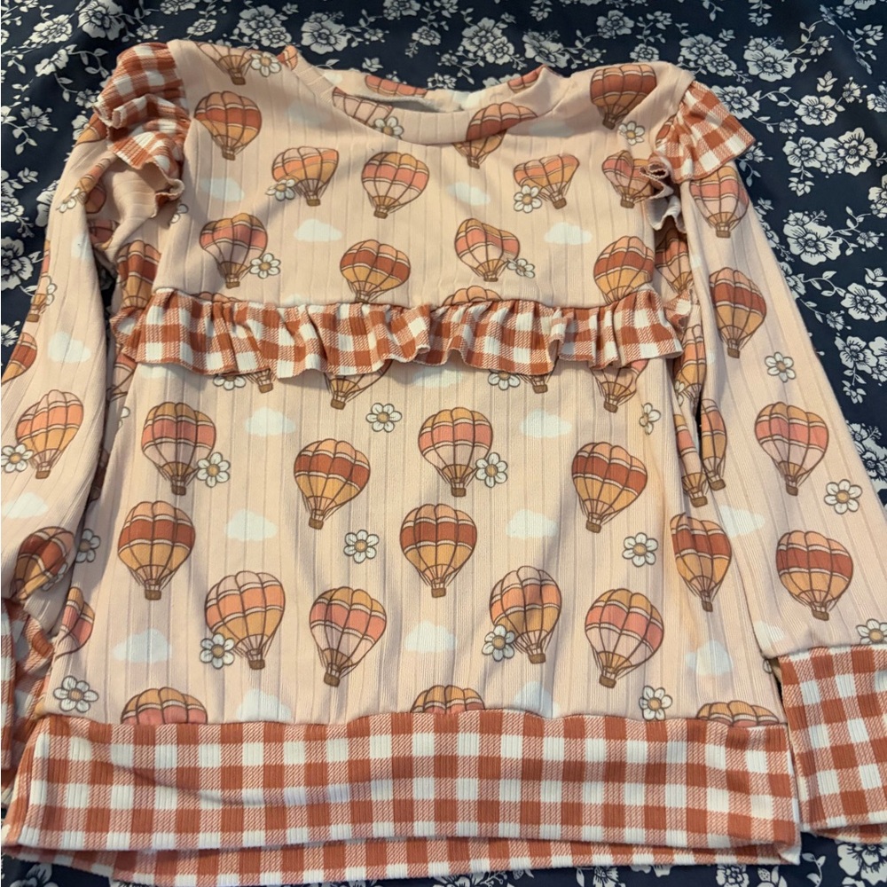 Handmade Hot Air Balloon Print Long Sleeve Top